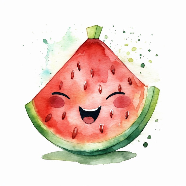 there is a watermelon with a smile on its face generative ai