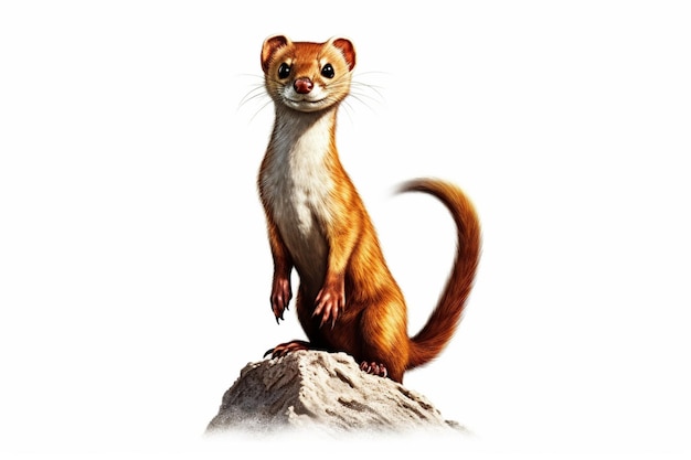 Photo there is a weasel standing on a rock looking at the camera generative ai