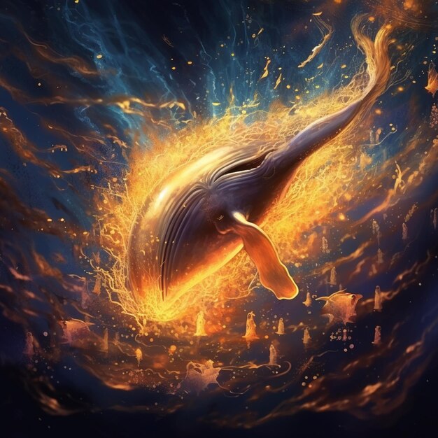 there is a whale that is flying through the air generative ai