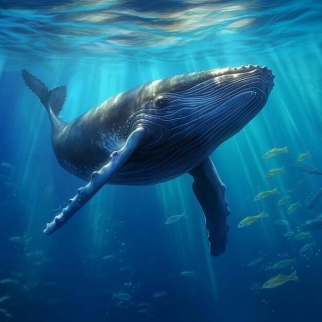 There is a whale that is swimming in the ocean generative ai