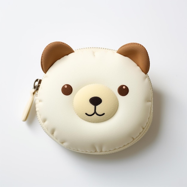 there is a white bear shaped purse with a brown nose generative ai