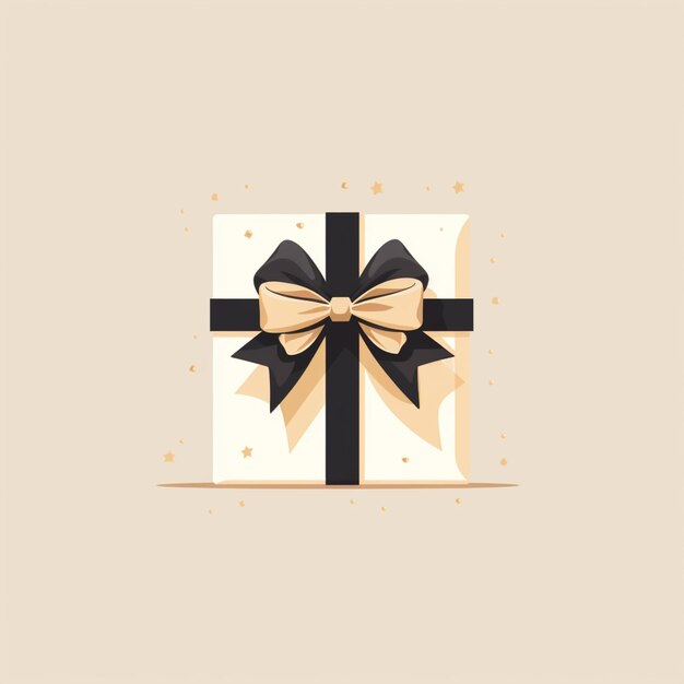 Photo there is a white and black gift box with a black bow generative ai