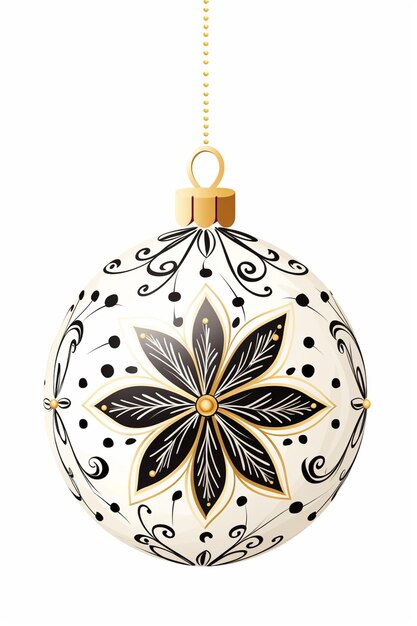 there is a white and black ornament with a flower on it generative ai