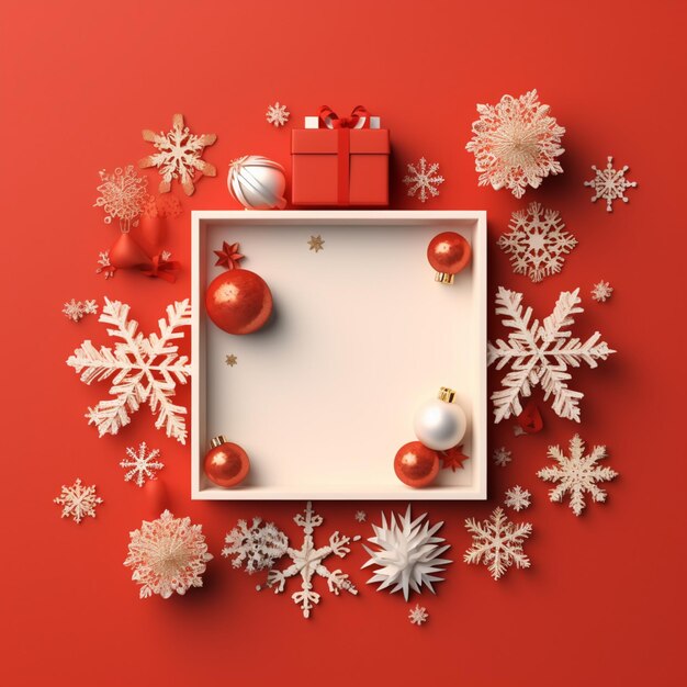 There is a white box with red and white ornaments on it generative ai