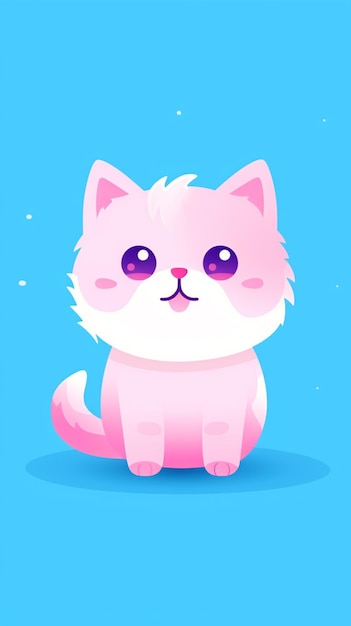 there is a white cat sitting on a blue surface generative ai