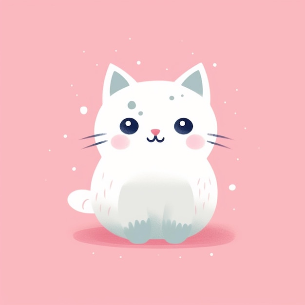 There is a white cat sitting on a pink surface generative ai