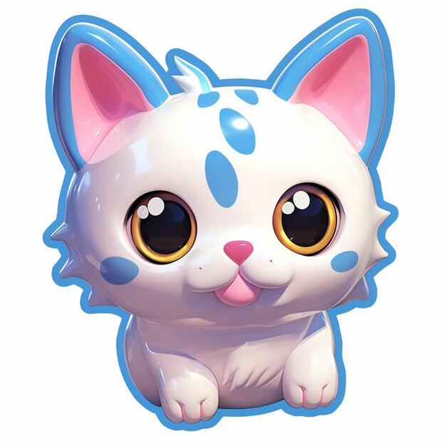 Premium AI Image There is a white cat with blue spots on its face