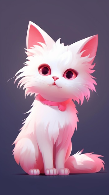 there is a white cat with pink eyes sitting on a table generative ai