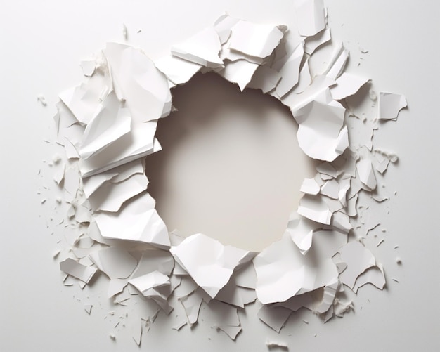 there is a white circle made of paper pieces on a white surface generative ai