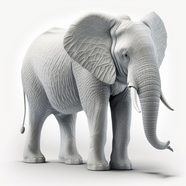 There is a white elephant that is standing on a white surface generative ai