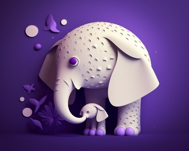 There is a white elephant with a baby elephant in it generative ai