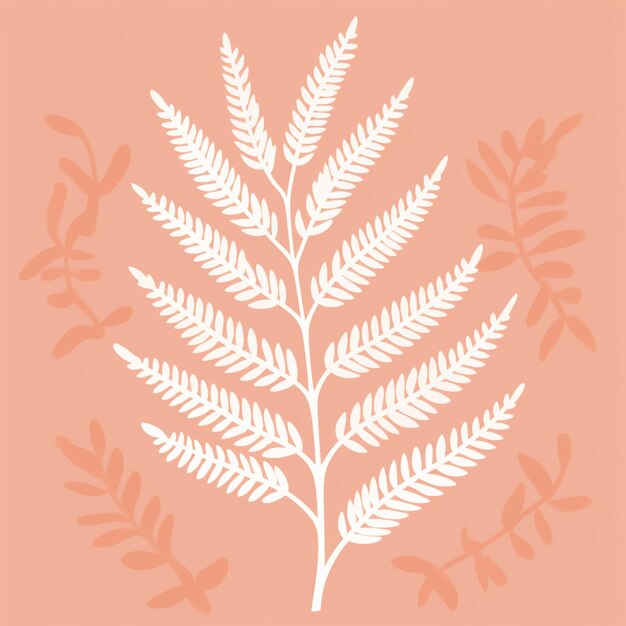 there is a white fern leaf on a pink background generative ai