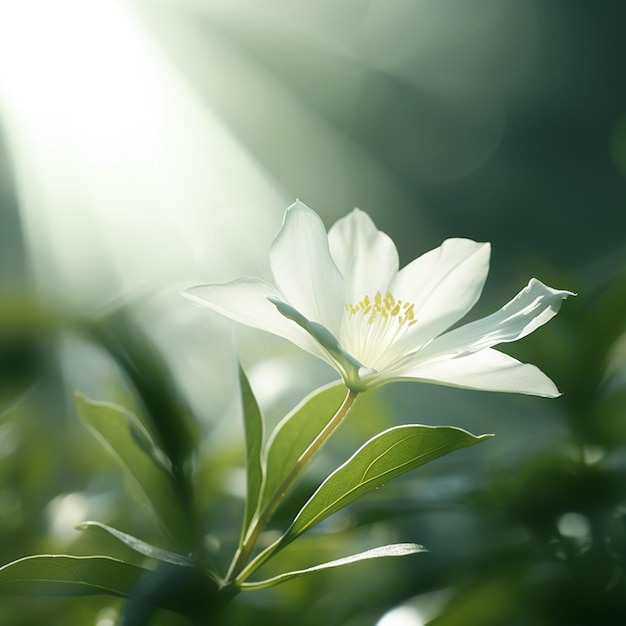 There is a white flower that is in the middle of a field generative ai