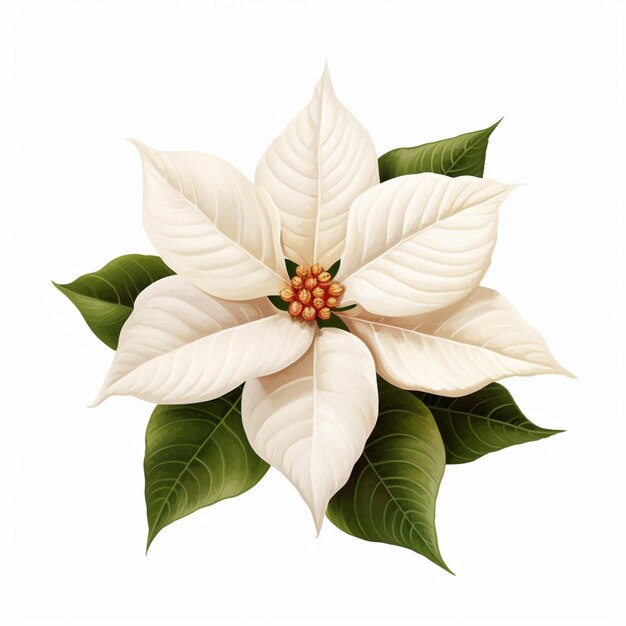 Photo there is a white flower with green leaves on it generative ai