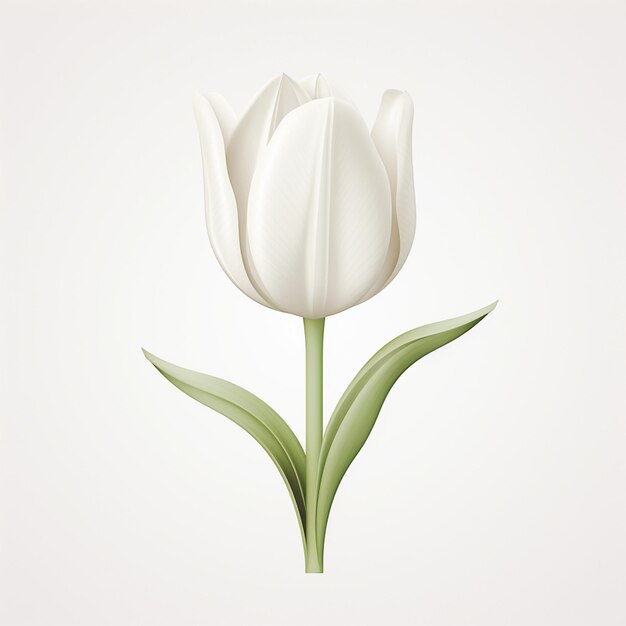 Photo there is a white flower with green leaves on a white background generative ai