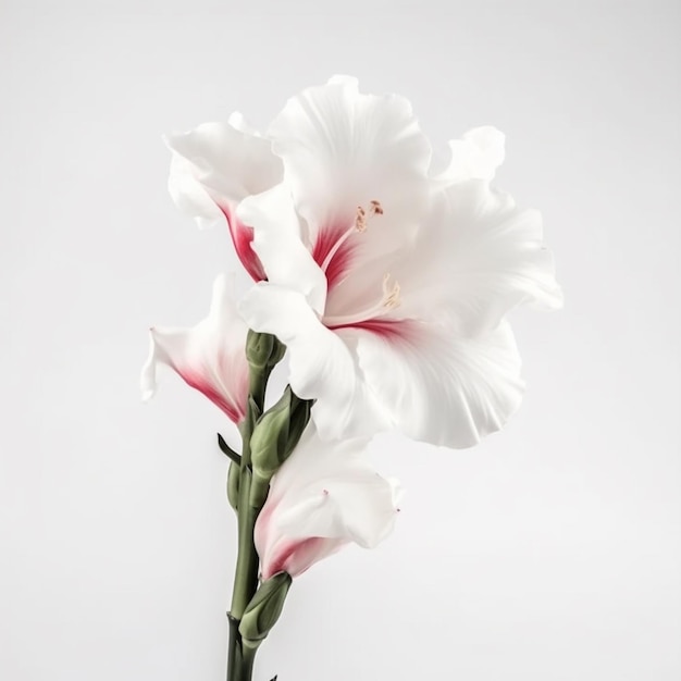 There is a white flower with pink centers in a vase generative ai