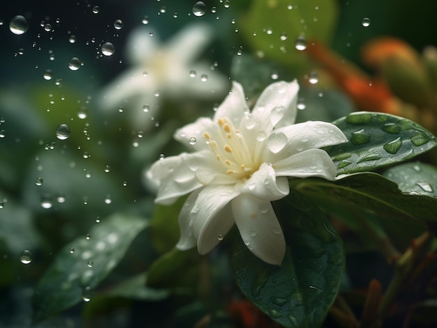 There is a white flower with water droplets on it generative ai