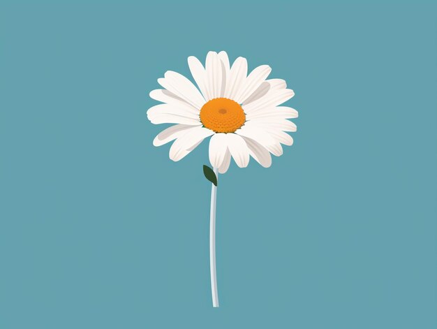 there is a white flower with a yellow center on a blue background generative ai