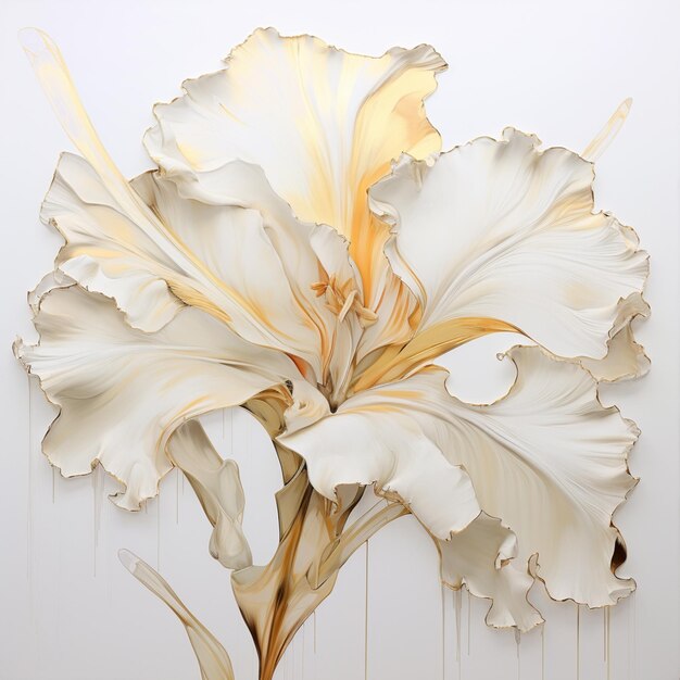 there is a white flower with yellow petals on a white background generative ai