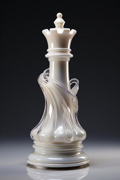 there is a white glass chess piece with a crown on top generative ai