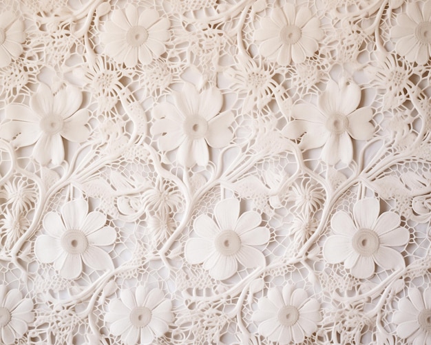 there is a white lace with flowers on it generative ai