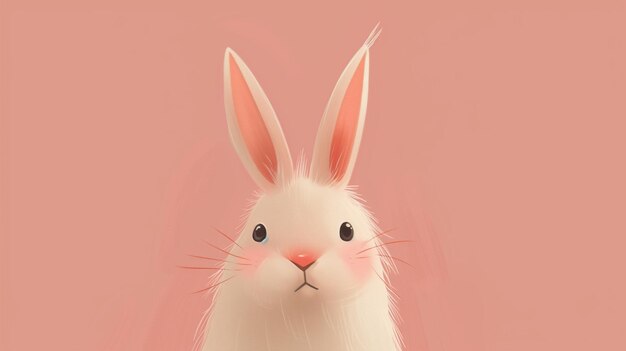there is a white rabbit with pink ears and a pink background generative ai