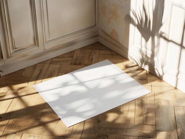 Photo there is a white rug on the floor in a room generative ai