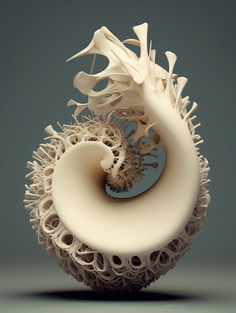 There is a white sculpture with a spiral design on it generative ai