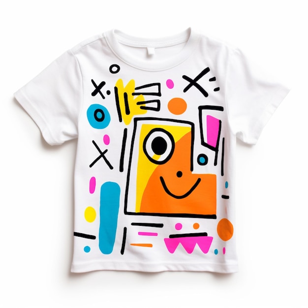 Photo there is a white shirt with a colorful design on it generative ai