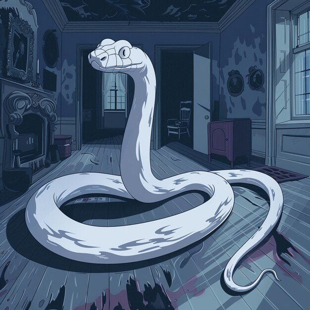 Photo there is a white snake that is in a room generative ai