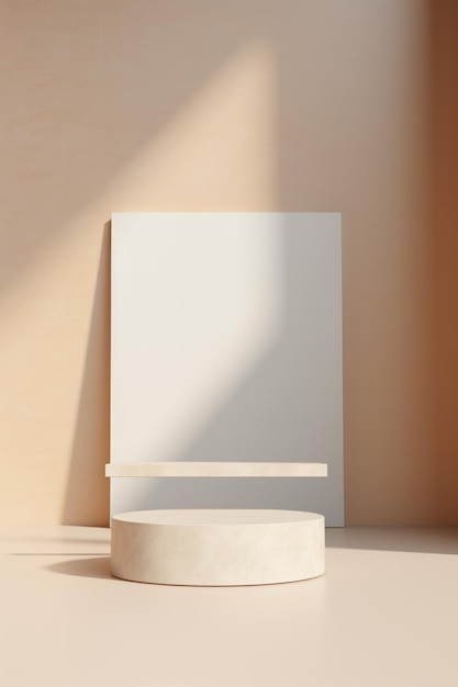 there is a white square on a white pedestal in a room generative ai