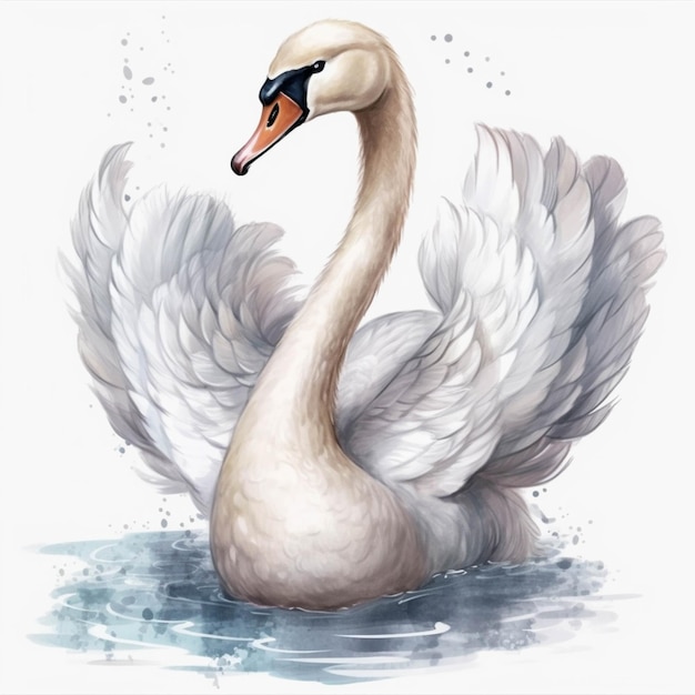 There is a white swan with a black beak and a white body generative ai