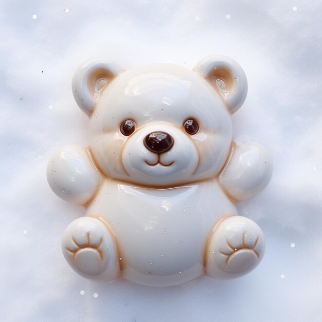 there is a white teddy bear sitting on a white surface generative ai