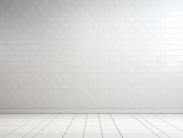 there is a white tiled room with a white floor and a white wall generative ai