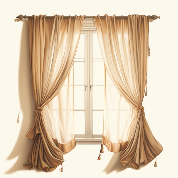 there is a window with a curtain and a curtain rod generative ai