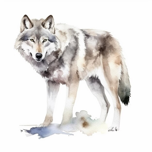 Photo there is a wolf standing in the snow with a white background generative ai