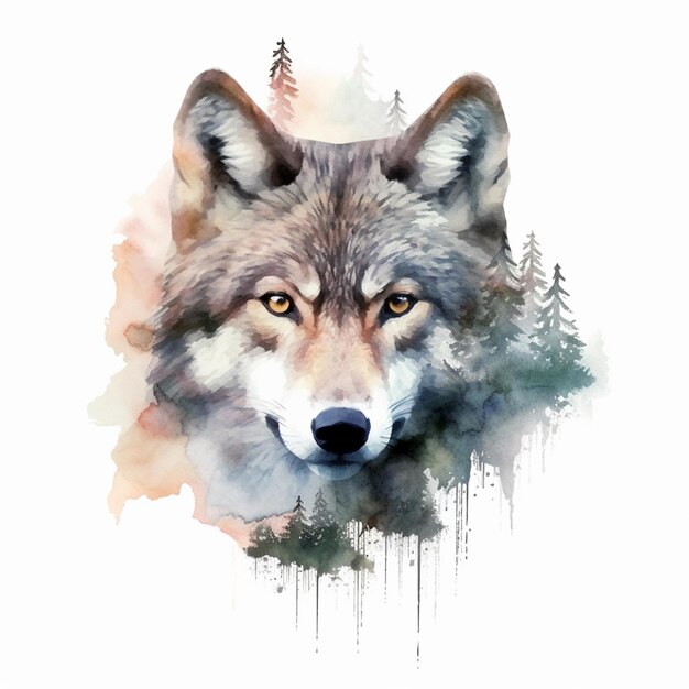 There is a wolf with a forest in the background generative ai