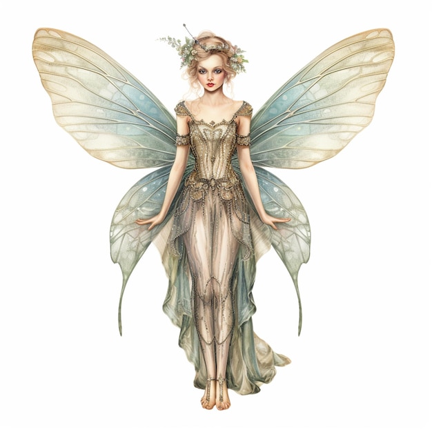 Photo there is a woman in a fairy costume with wings generative ai