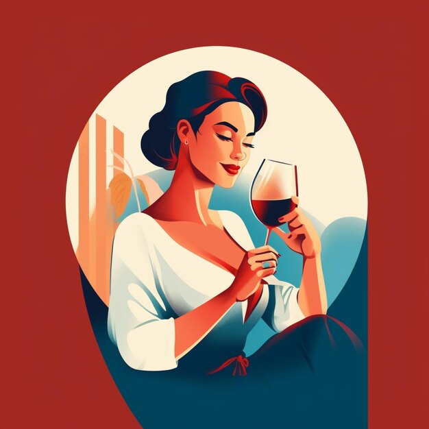 Photo there is a woman holding a glass of wine in her hand generative ai