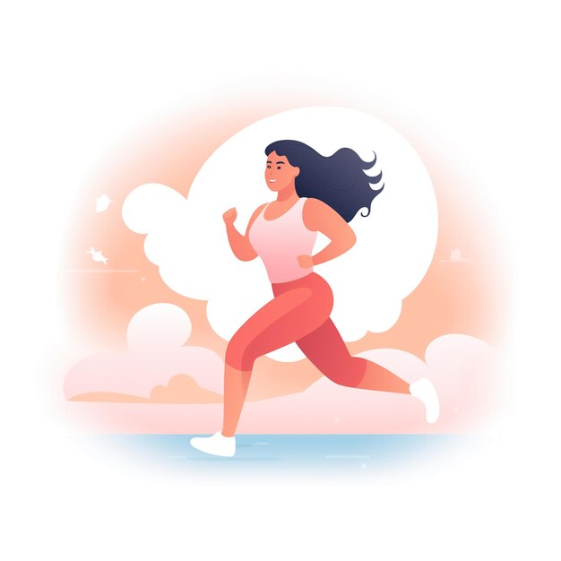 there is a woman running on the beach in a pink tank top generative ai