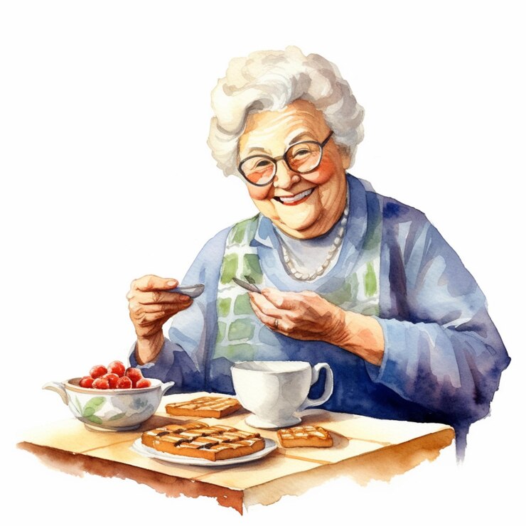 Photo there is a woman sitting at a table with a plate of food generative ai