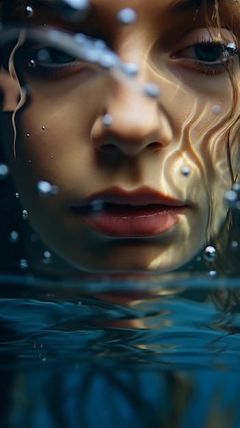 There is a woman that is submerged in the water generative ai