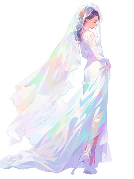 There is a woman in a wedding dress and veil standing generative ai