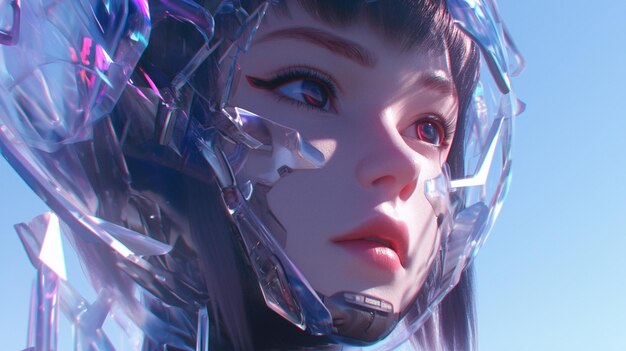 Photo there is a woman with a plastic helmet on her head generative ai