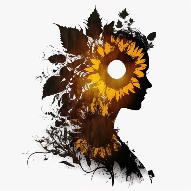 there is a woman with a sunflower in her hair generative ai