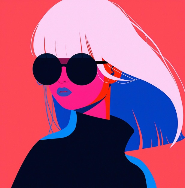 Photo there is a woman with sunglasses and a pink background generative ai