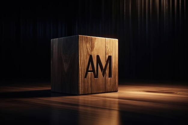 Photo there is wood cube with the word amn it is an