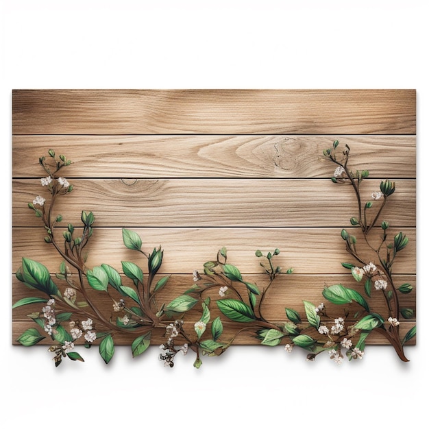 Photo there is a wooden board with a bunch of flowers on it generative ai