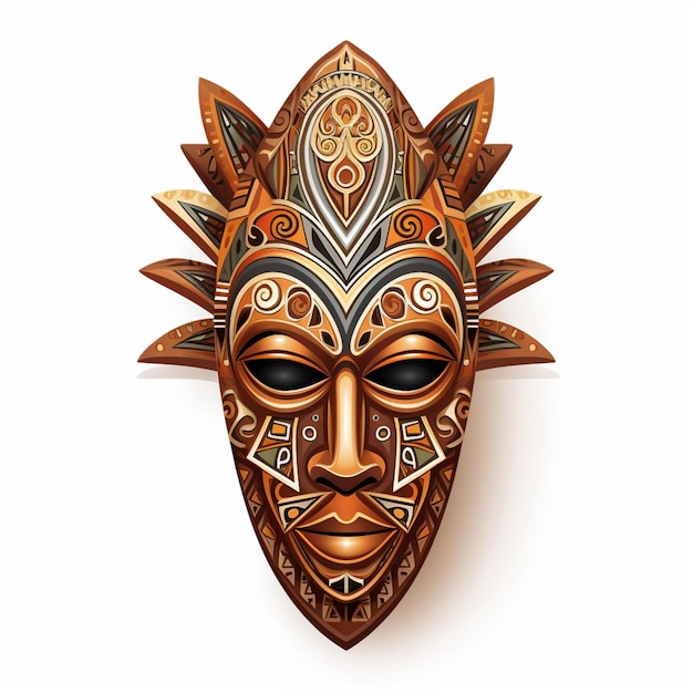 Photo there is a wooden mask with intricate designs on it generative ai