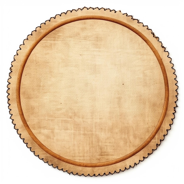 there is a wooden plate with a scallop edge on a white surface generative ai